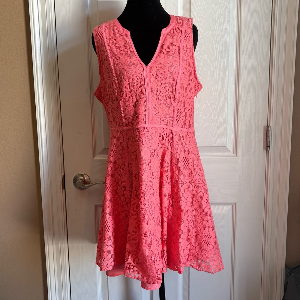 LC LAUREN CONRAD Lace Fit & Flare Dress
